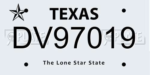 DV97019 Texas License Plate