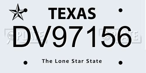 DV97156 Texas License Plate