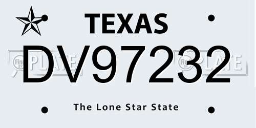 DV97232 Texas License Plate