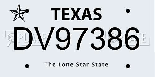DV97386 Texas License Plate