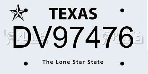 DV97476 Texas License Plate
