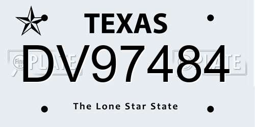 DV97484 Texas License Plate