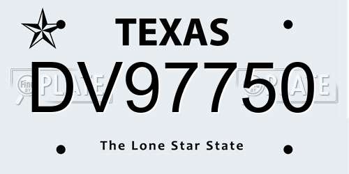 DV97750 Texas License Plate