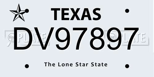 DV97897 Texas License Plate