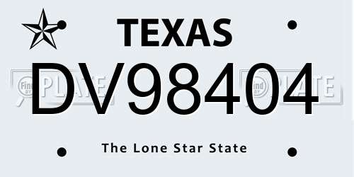 DV98404 Texas License Plate
