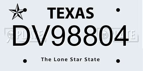 DV98804 Texas License Plate