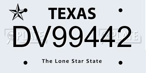DV99442 Texas License Plate