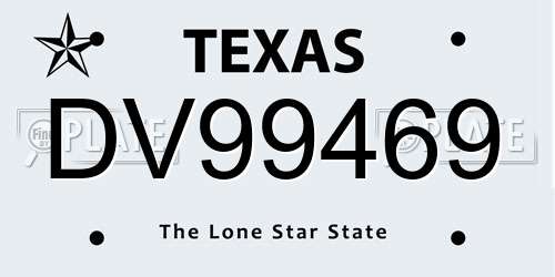 DV99469 Texas License Plate