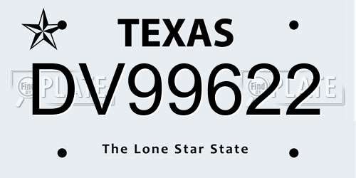 DV99622 Texas License Plate