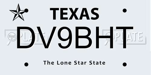 DV9BHT Texas License Plate