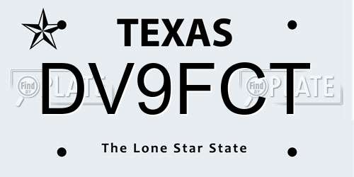 DV9FCT Texas License Plate