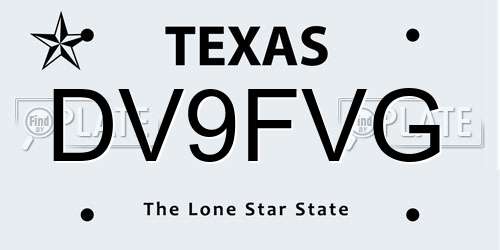 DV9FVG Texas License Plate