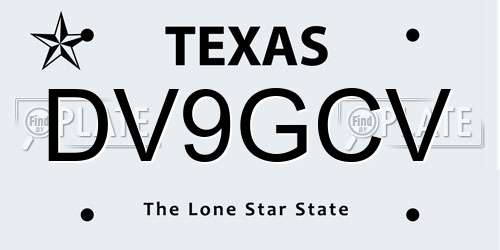 DV9GCV Texas License Plate