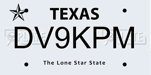 DV9KPM Texas License Plate