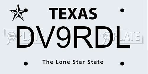 DV9RDL Texas License Plate