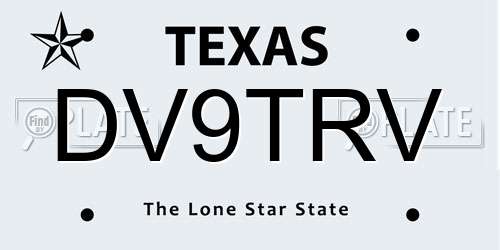DV9TRV Texas License Plate