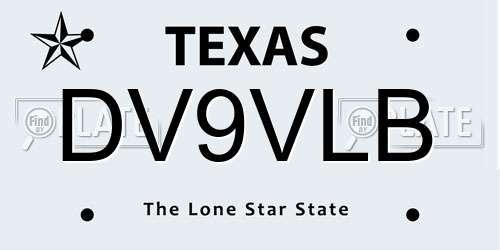 DV9VLB Texas License Plate