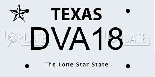 DVA18 Texas License Plate