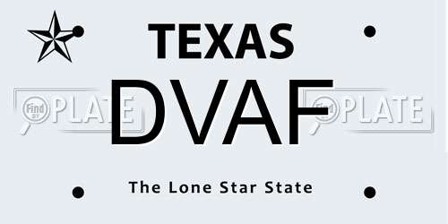 DVAF Texas License Plate