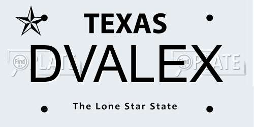 DVALEX Texas License Plate
