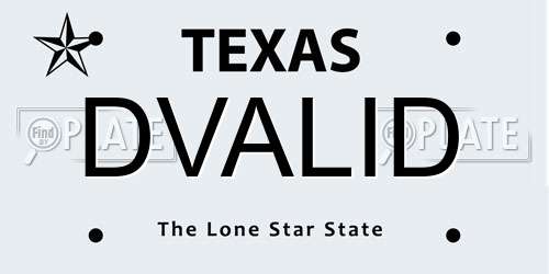 DVALID Texas License Plate