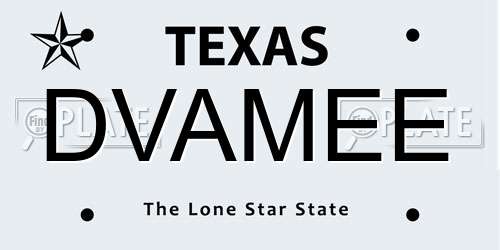 DVAMEE Texas License Plate