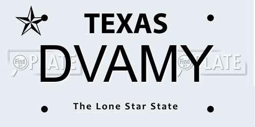 DVAMY Texas License Plate