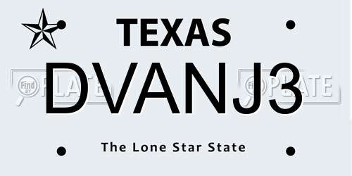 DVANJ3 Texas License Plate