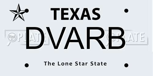 DVARB Texas License Plate