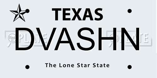 DVASHN Texas License Plate