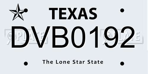 DVB0192 Texas License Plate