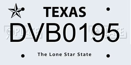 DVB0195 Texas License Plate