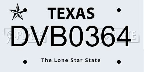 DVB0364 Texas License Plate