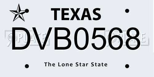 DVB0568 Texas License Plate