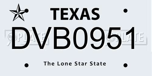 DVB0951 Texas License Plate