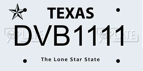 DVB1111 Texas License Plate