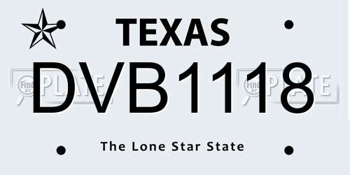 DVB1118 Texas License Plate