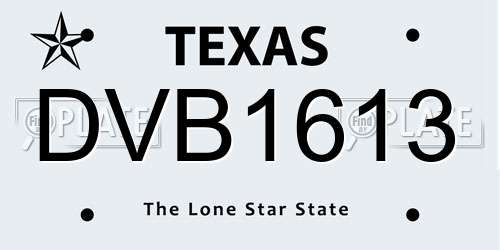 DVB1613 Texas License Plate