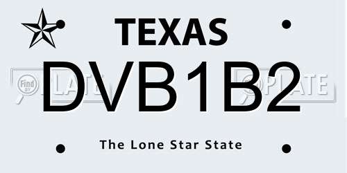 DVB1B2 Texas License Plate