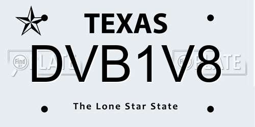 DVB1V8 Texas License Plate