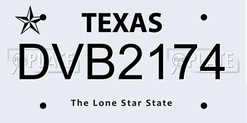 DVB2174 Texas License Plate