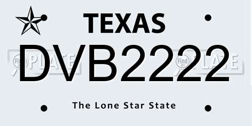 DVB2222 Texas License Plate
