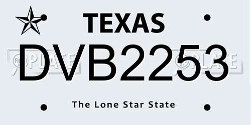DVB2253 Texas License Plate