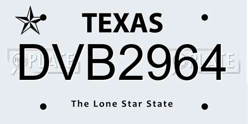 DVB2964 Texas License Plate