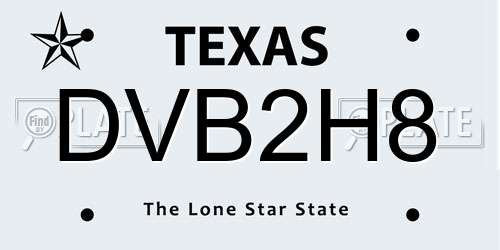 DVB2H8 Texas License Plate