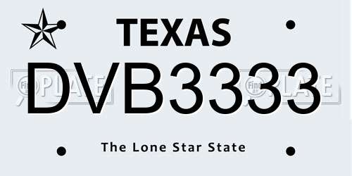 DVB3333 Texas License Plate