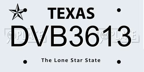 DVB3613 Texas License Plate