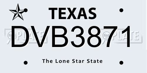 DVB3871 Texas License Plate