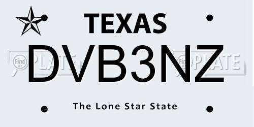 DVB3NZ Texas License Plate