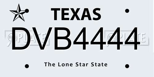 DVB4444 Texas License Plate